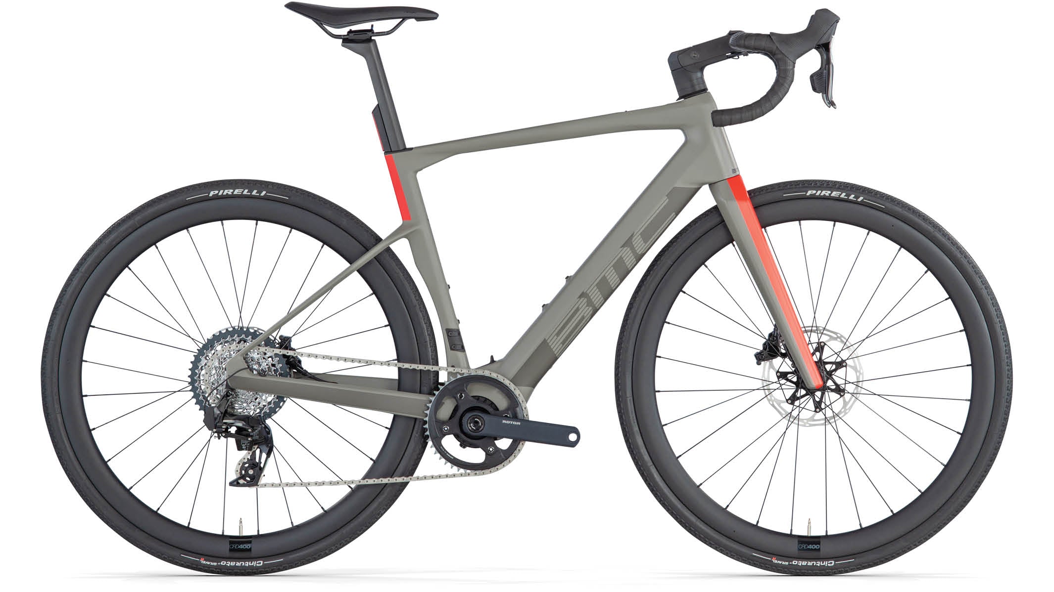 BMC Bikes | Roadmachine 01 AMP X ONE USA RHINO GREY / NEON RED